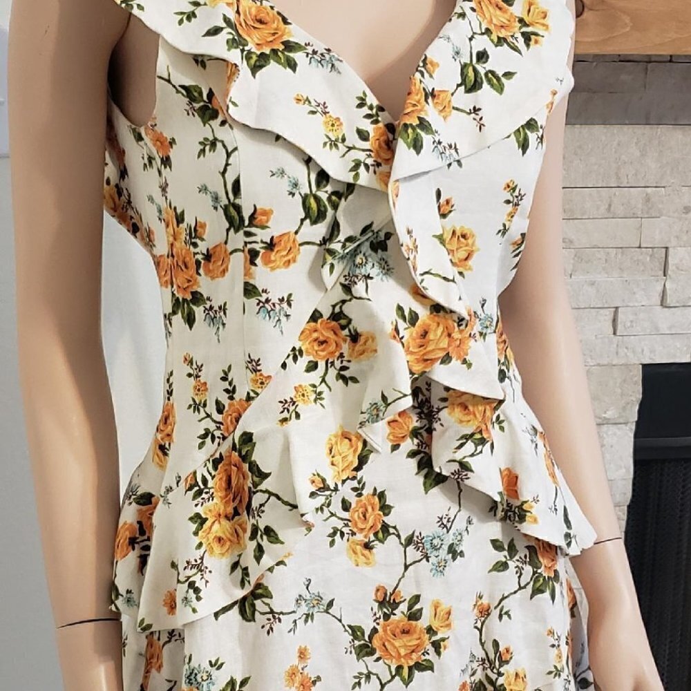 Tangerine Floral Dress. Price is Firm or best Offer. - Picture 2 of 6